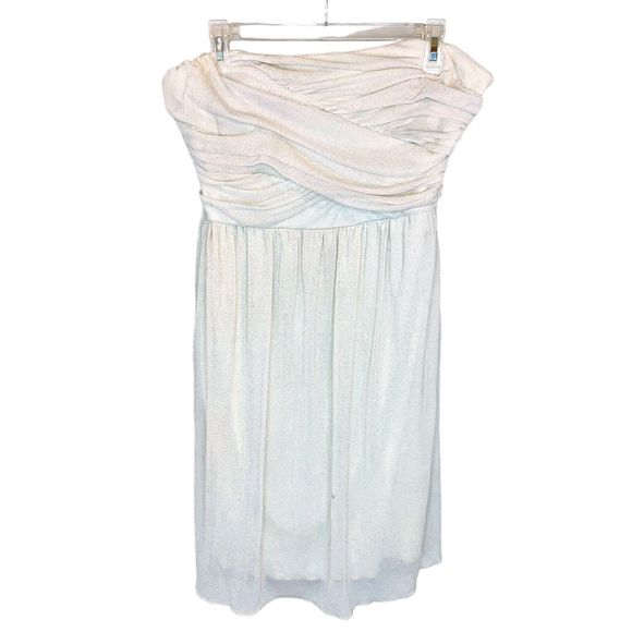 Fashion To Figure Ivory Glitter Strapless Chiffon Mini Dress Draped Bodice - 2XL - Picture 1 of 8